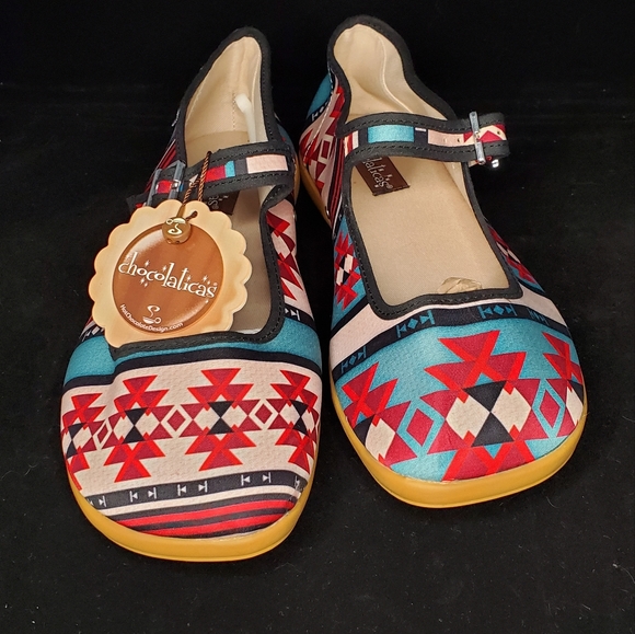 SOLD Chocolaticas Tribal Women's Mary Jane Flat | Hot chocolate design size 37uk - Picture 4 of 4